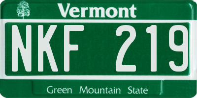 VT license plate NKF219