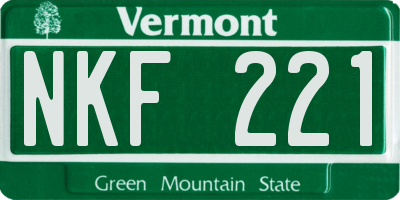 VT license plate NKF221