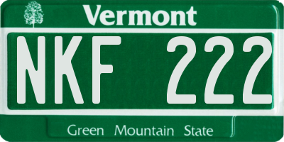 VT license plate NKF222