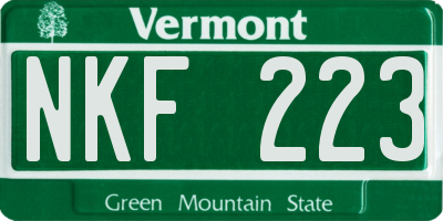 VT license plate NKF223