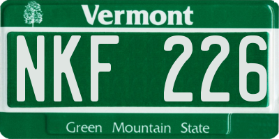 VT license plate NKF226