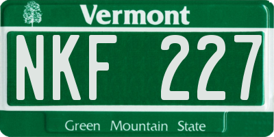 VT license plate NKF227