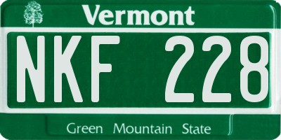 VT license plate NKF228