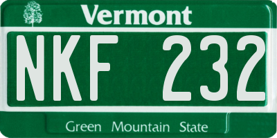 VT license plate NKF232