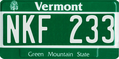 VT license plate NKF233