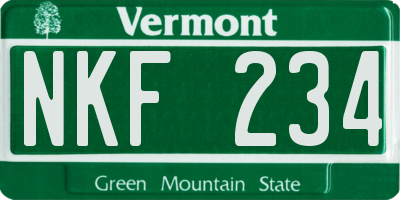 VT license plate NKF234