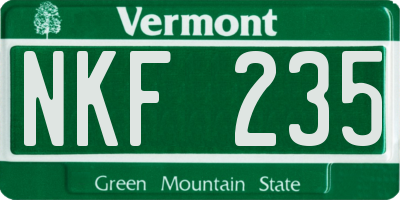 VT license plate NKF235