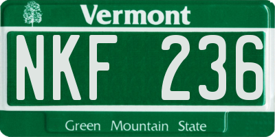 VT license plate NKF236