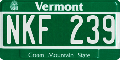 VT license plate NKF239