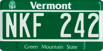 VT license plate NKF242