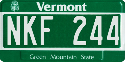 VT license plate NKF244