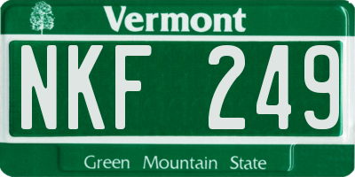 VT license plate NKF249