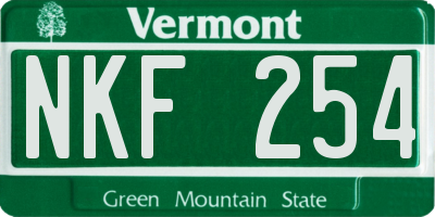 VT license plate NKF254