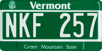 VT license plate NKF257
