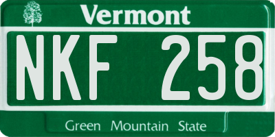 VT license plate NKF258