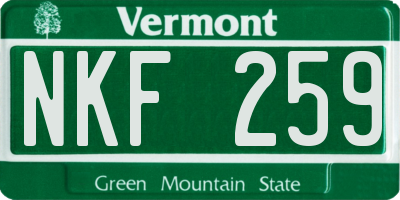 VT license plate NKF259