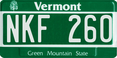 VT license plate NKF260