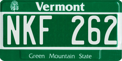 VT license plate NKF262