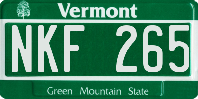 VT license plate NKF265