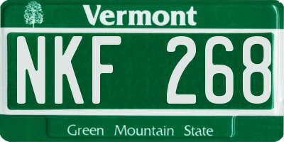 VT license plate NKF268