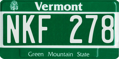 VT license plate NKF278
