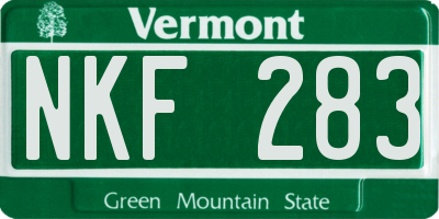 VT license plate NKF283