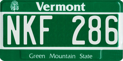 VT license plate NKF286