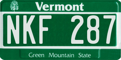 VT license plate NKF287