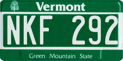 VT license plate NKF292
