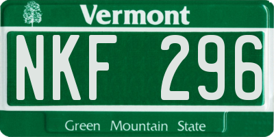 VT license plate NKF296