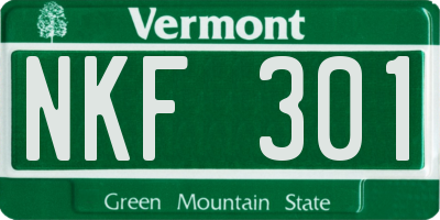 VT license plate NKF301