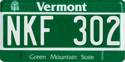 VT license plate NKF302