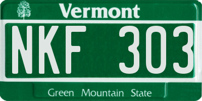 VT license plate NKF303