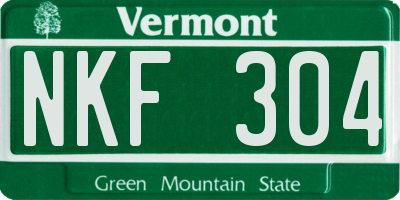 VT license plate NKF304