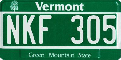 VT license plate NKF305