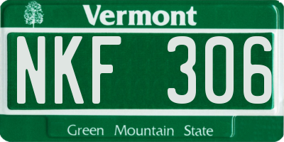 VT license plate NKF306