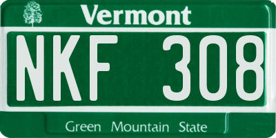 VT license plate NKF308
