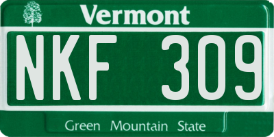 VT license plate NKF309