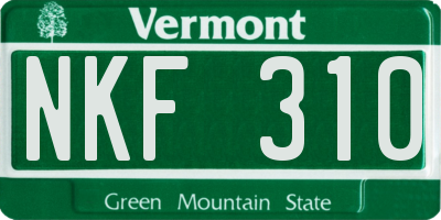 VT license plate NKF310
