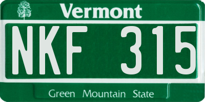 VT license plate NKF315