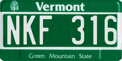 VT license plate NKF316