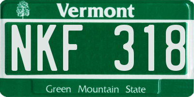 VT license plate NKF318