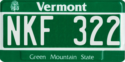 VT license plate NKF322