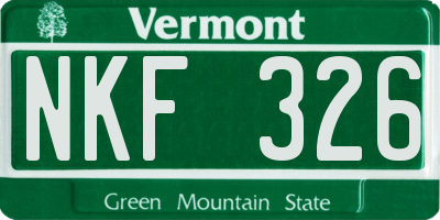 VT license plate NKF326