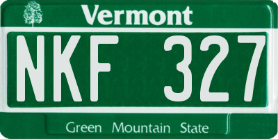 VT license plate NKF327