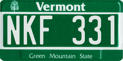 VT license plate NKF331