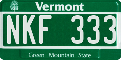 VT license plate NKF333