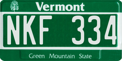 VT license plate NKF334