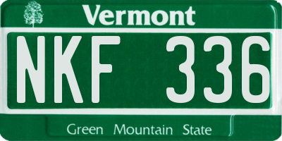 VT license plate NKF336