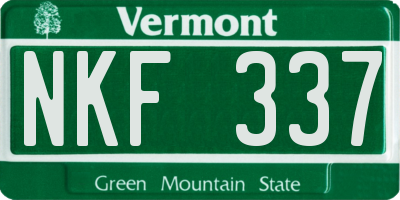 VT license plate NKF337